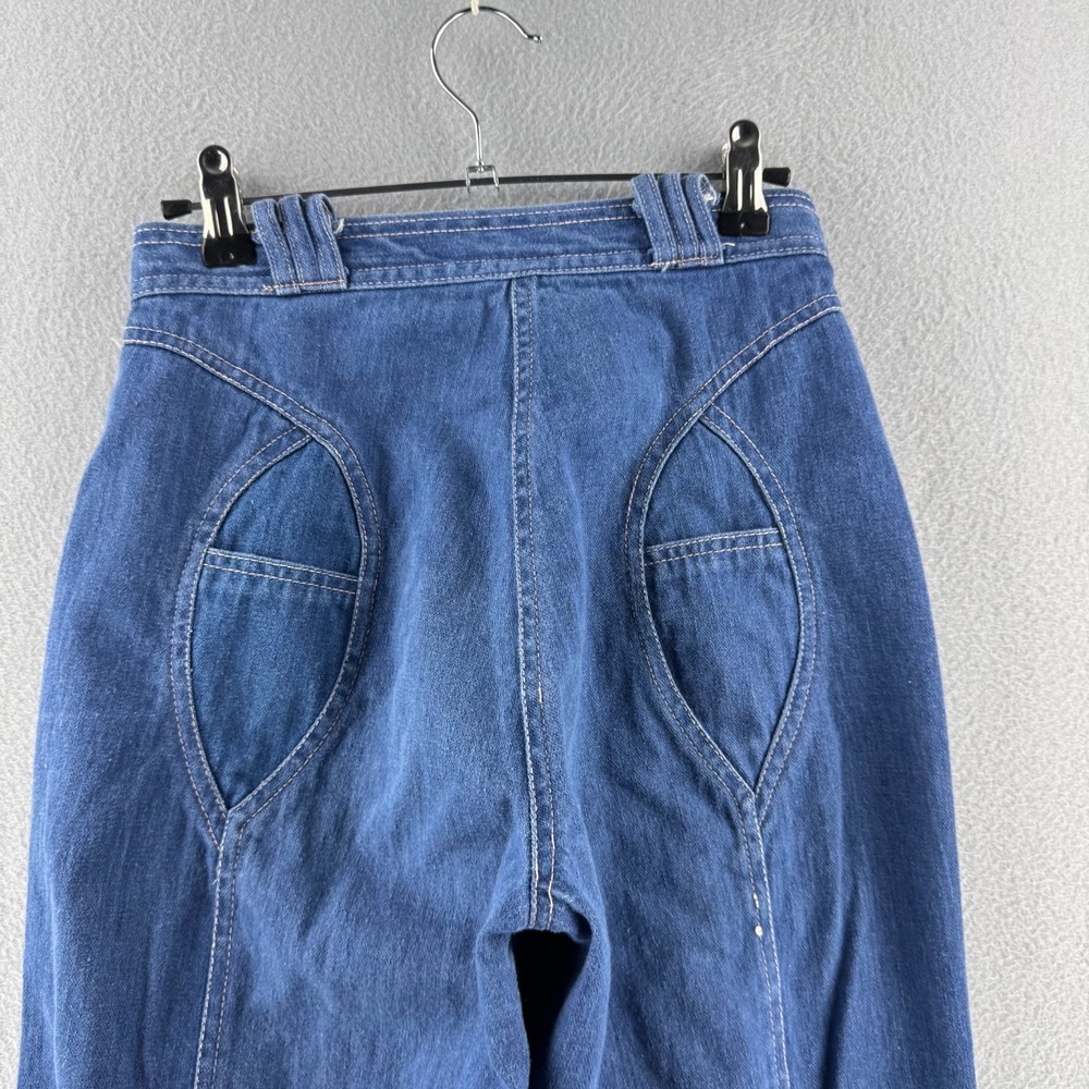 Vintage 70s Bell Bottom Jeans Womens 7/8 Fits 24x33 Blue Denim Flare - Picture 8 of 16